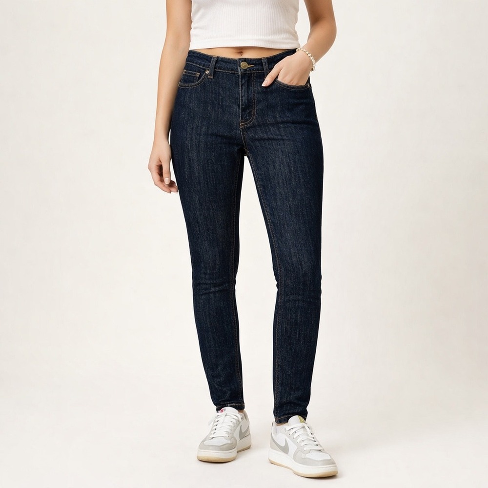 Dark Wash Skinny Jeans‎ Womens Size 28x29 High Rise Minimalist Streetwear Y2K